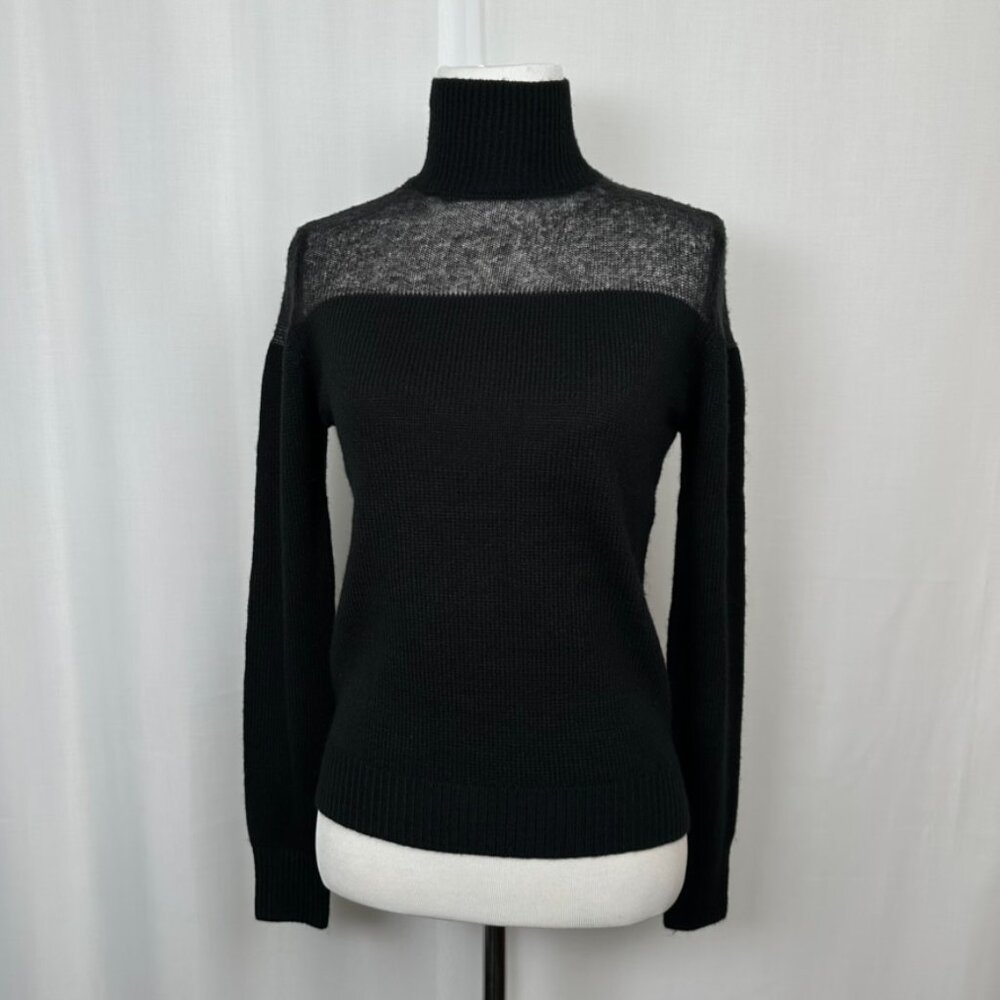 Francescas Wool Alpaca Turtleneck Sweater Size XS Black Soft Indie Sheer Dainty